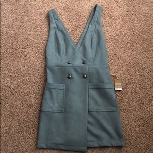 Dusky blue suede wrap dress